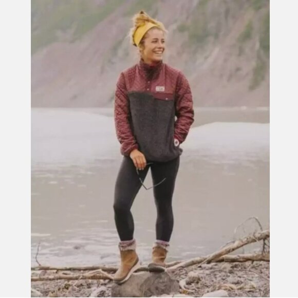 Patagonia Rare Mixed Snap-T Pullover Nanopuff Synchilla Drumfire Red Maroon L - Picture 1 of 12
